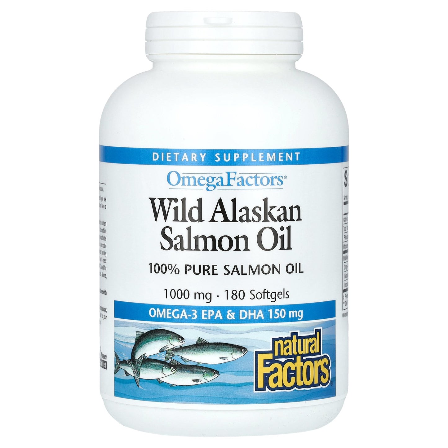 Natural Factors, Omega Factors, Wild Alaskan Salmon Oil, 1,000 mg, 180 Softgels