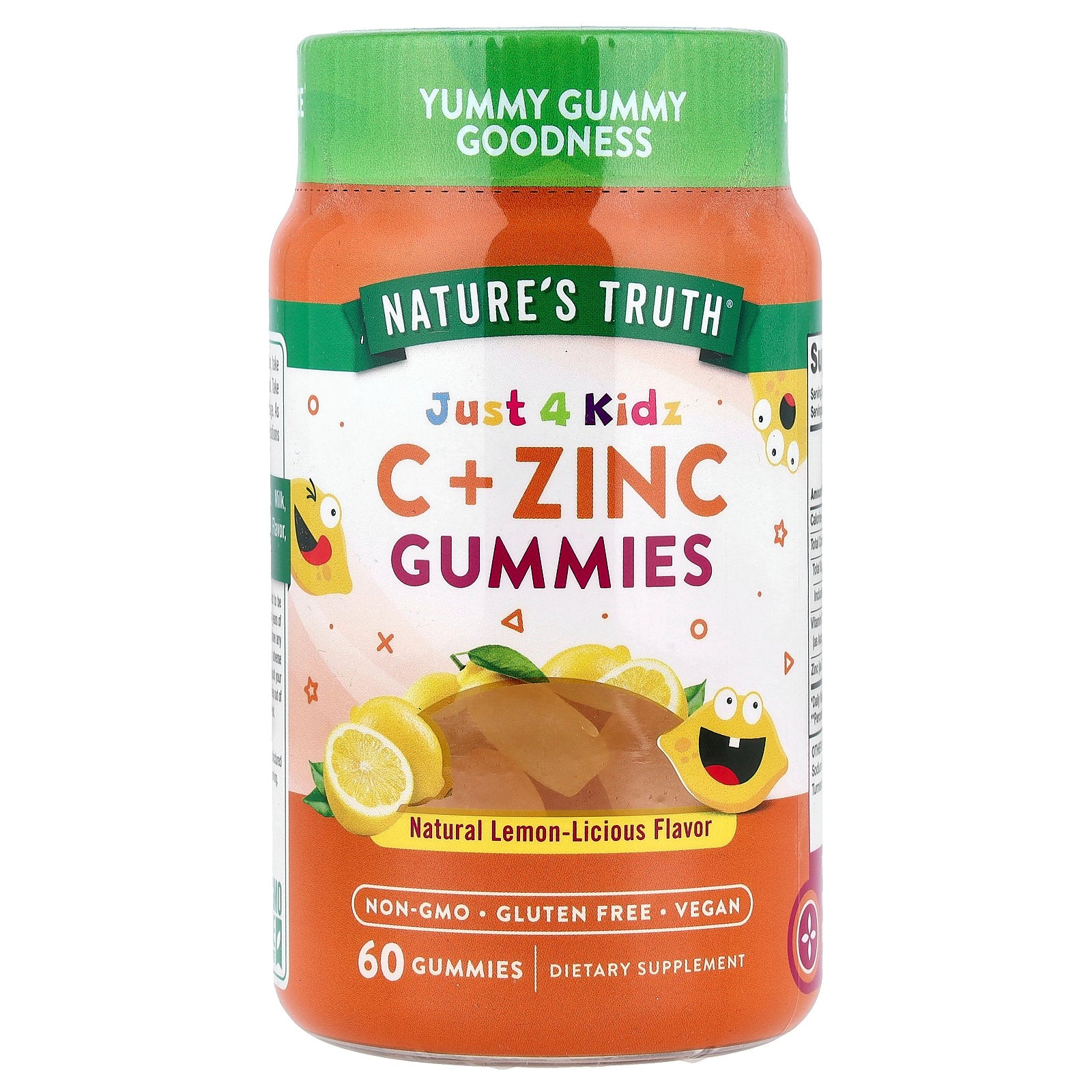 Nature's Truth, Just 4 Kids, Vitamin C + Zinc Gummies, Natural Lemon-Licious, 60 Gummies