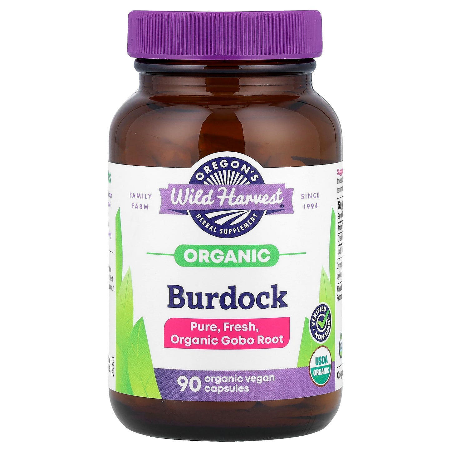 Oregon's Wild Harvest, Organic Burdock, 90 Organic Vegan Capsules (450 mg per Capsule)