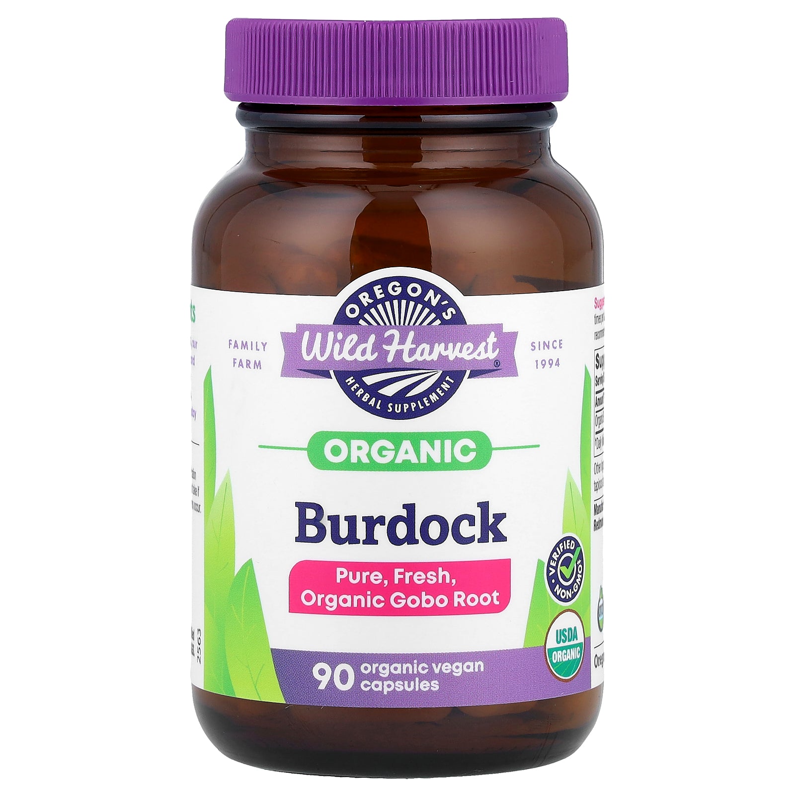 Oregon's Wild Harvest, Organic Burdock, 90 Organic Vegan Capsules (450 mg per Capsule)