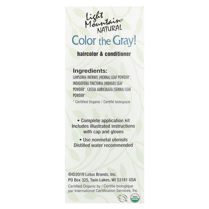 Light Mountain, Color the Gray!, Natural Hair Color & Conditioner, Dark Brown, 7 oz (198 g)