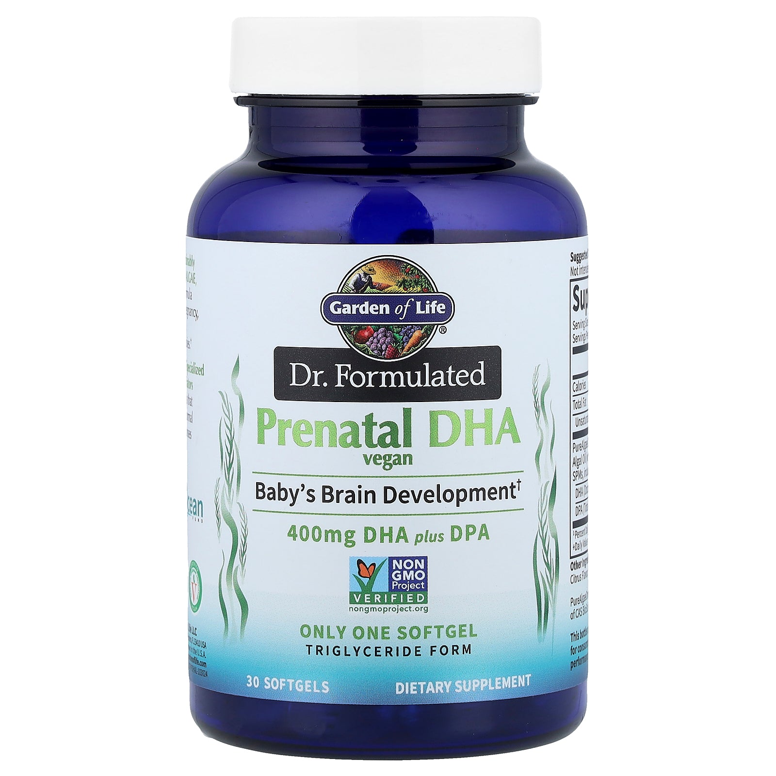 Garden of Life, Dr. Formulated, Vegan Prenatal DHA, 400 mg, 30 Softgels