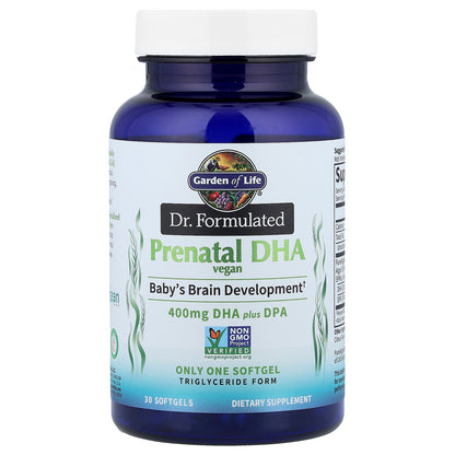 Garden of Life, Dr. Formulated, Vegan Prenatal DHA, 400 mg, 30 Softgels