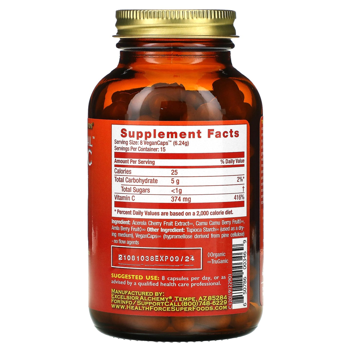 HealthForce Superfoods, Truly Natural™ Vitamin C, 120 Vegan Caps