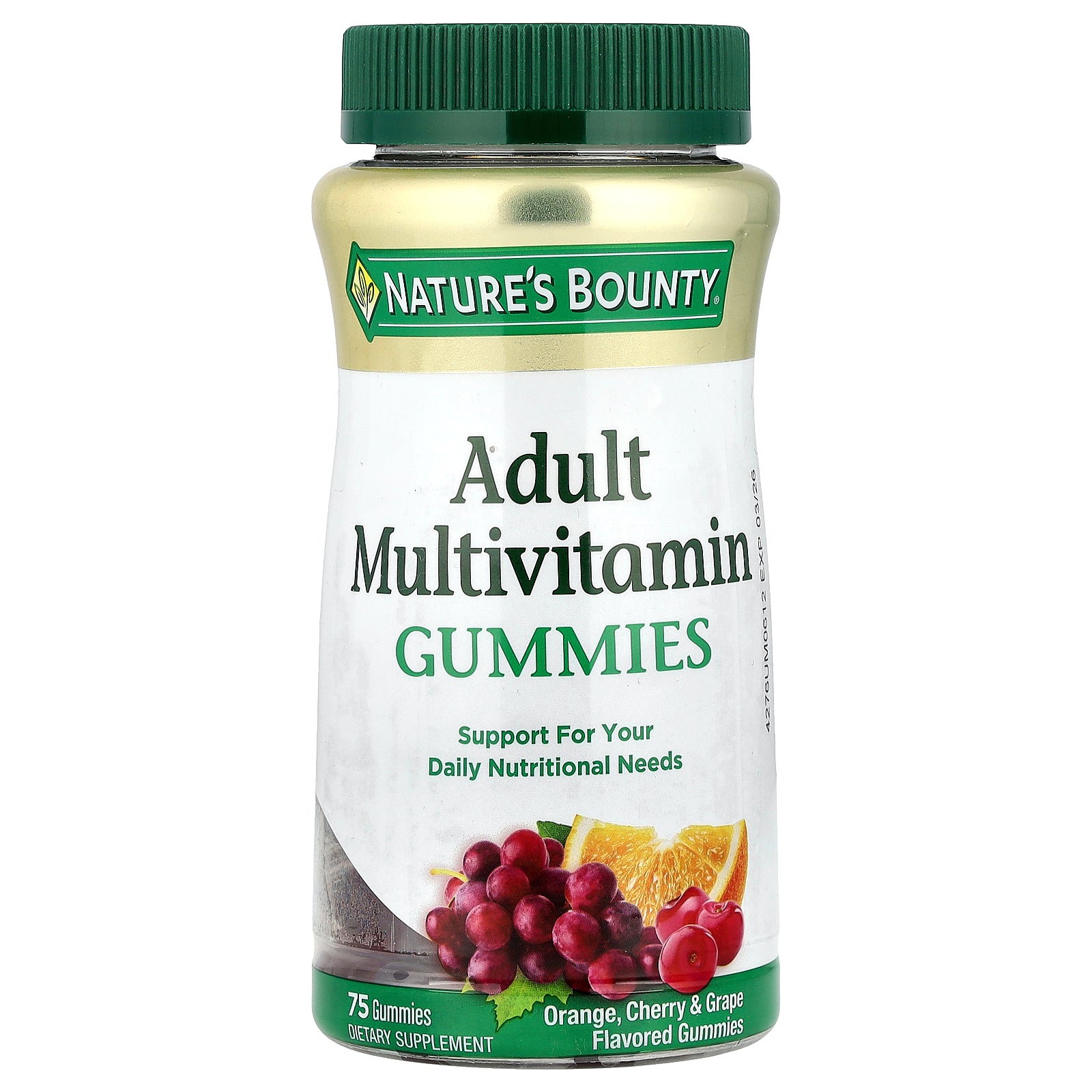 Nature's Bounty, Adult Multivitamin Gummies, Orange, Cherry & Grape, 75 Gummies