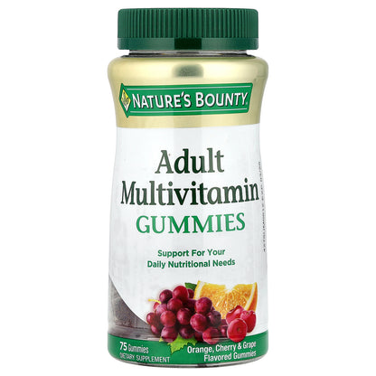 Nature's Bounty, Adult Multivitamin Gummies, Orange, Cherry & Grape, 75 Gummies