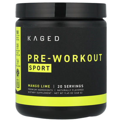 Kaged, PRE-KAGED Sport, Pre-Workout, Mango Lime, 9.38 oz (266 g)