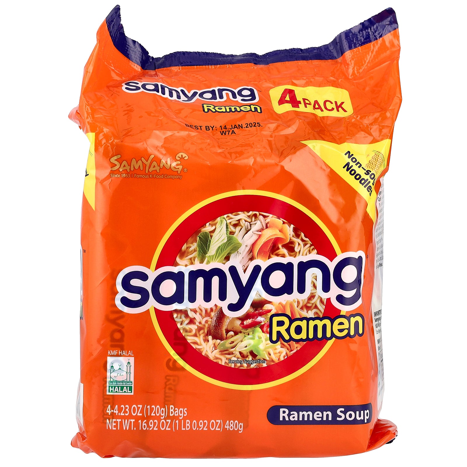 Samyang, Ramen Soup, 4 Packs, 4.23 oz (120 g) Each