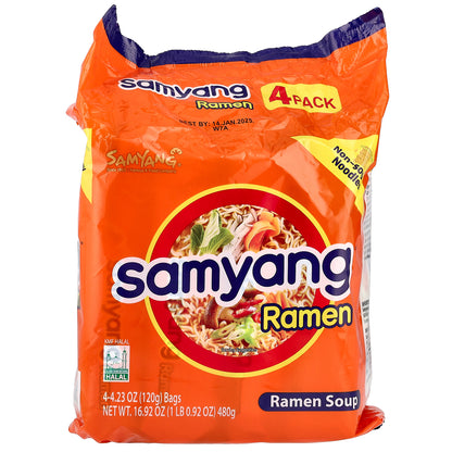 Samyang, Ramen Soup, 4 Packs, 4.23 oz (120 g) Each