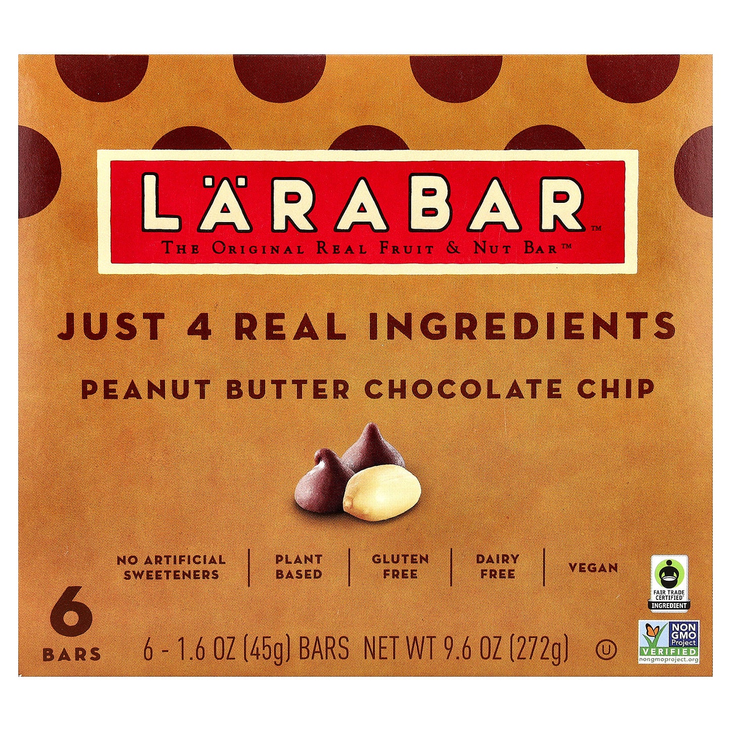 Larabar, Real Fruit & Nut Bar™, Peanut Butter Chocolate Chip, 6 Bars, 1.6 oz (45 g) Each