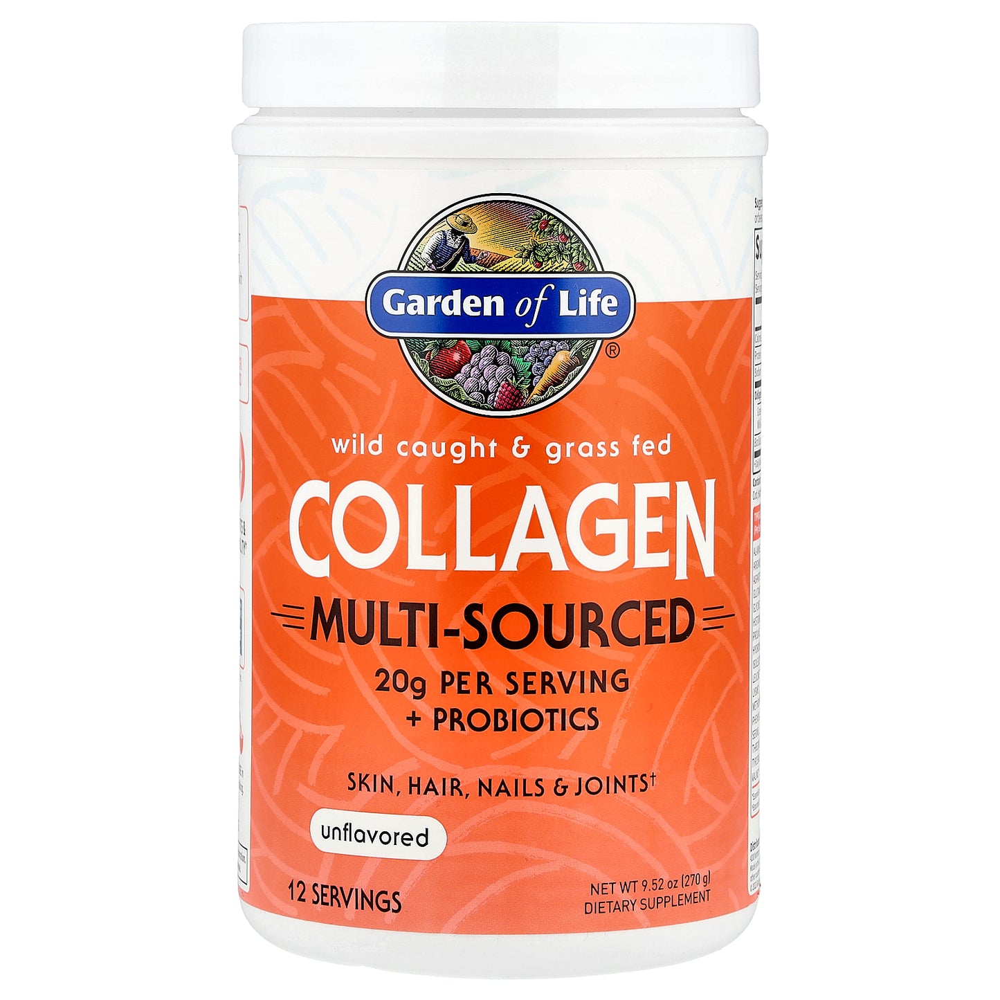 Garden of Life, Wild Caught & Grass Fed Collagen, Multi-Sourced, Unflavored, 9.52 oz (270 g)