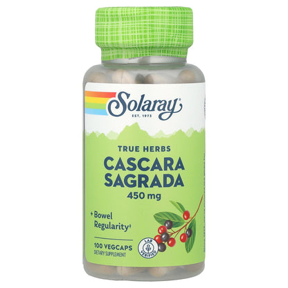 Solaray, True Herbs, Cascara Sagrada, 450 mg, 100 VegCaps