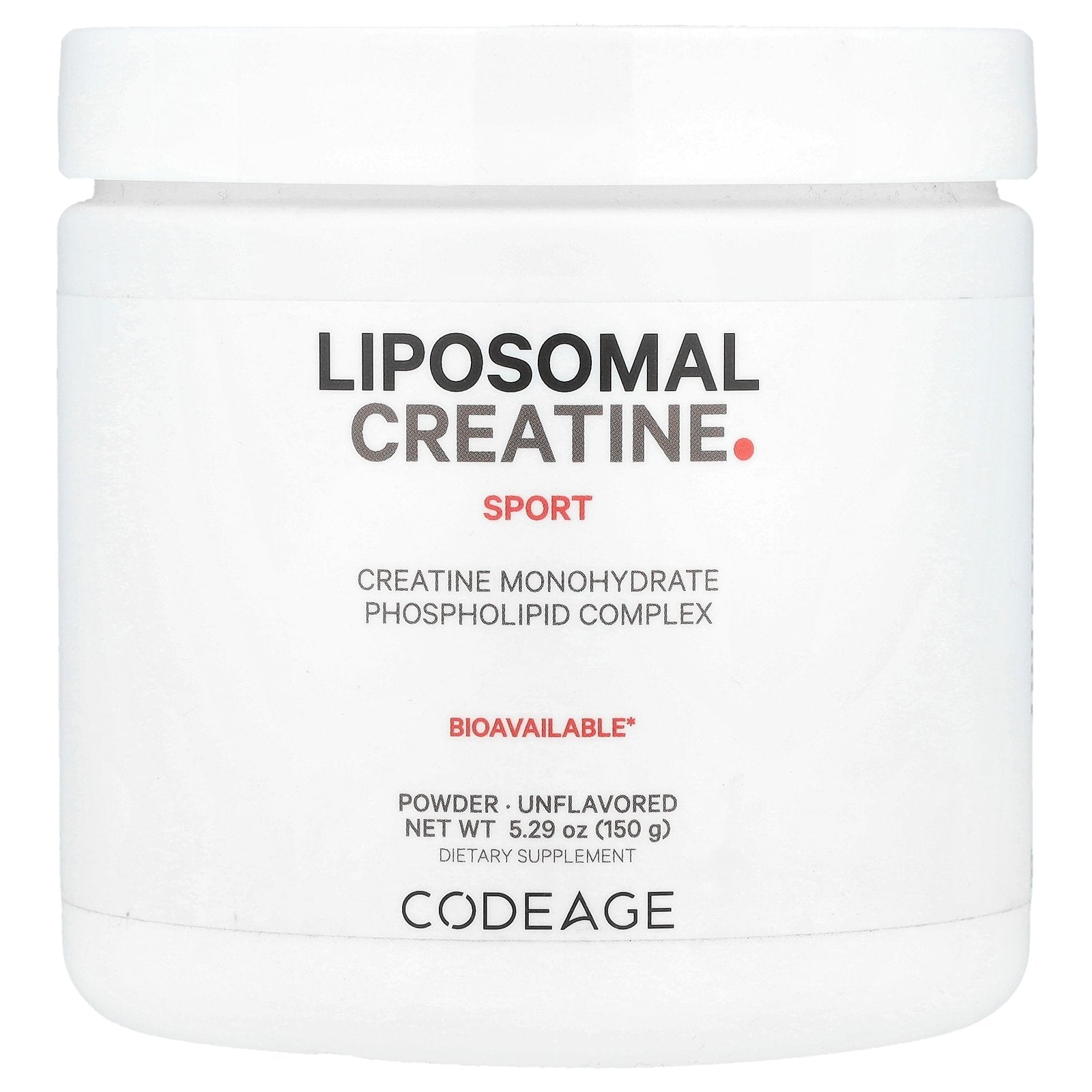 Codeage, Sport, Liposomal Creatine Powder, Unflavored, 5.29 oz (150 g)