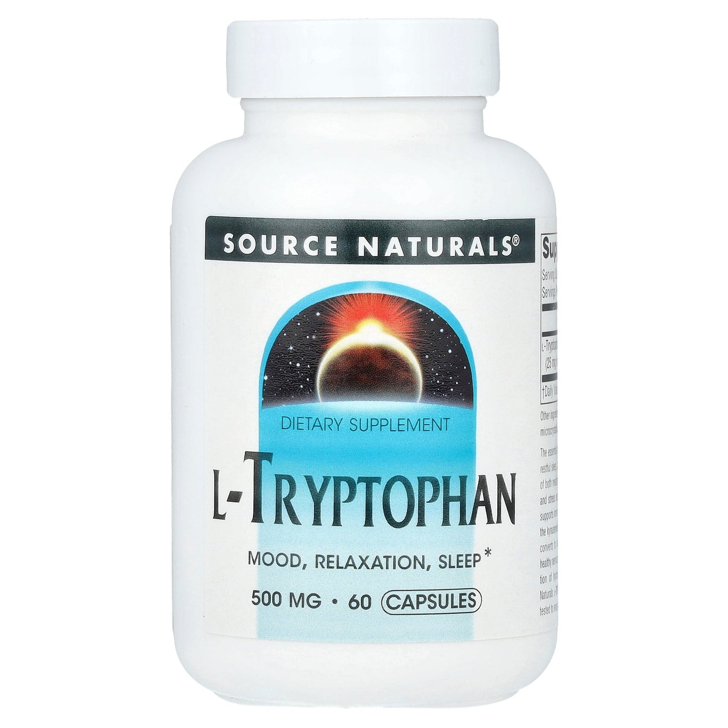 Source Naturals, L-Tryptophan, 500 mg, 60 Capsules