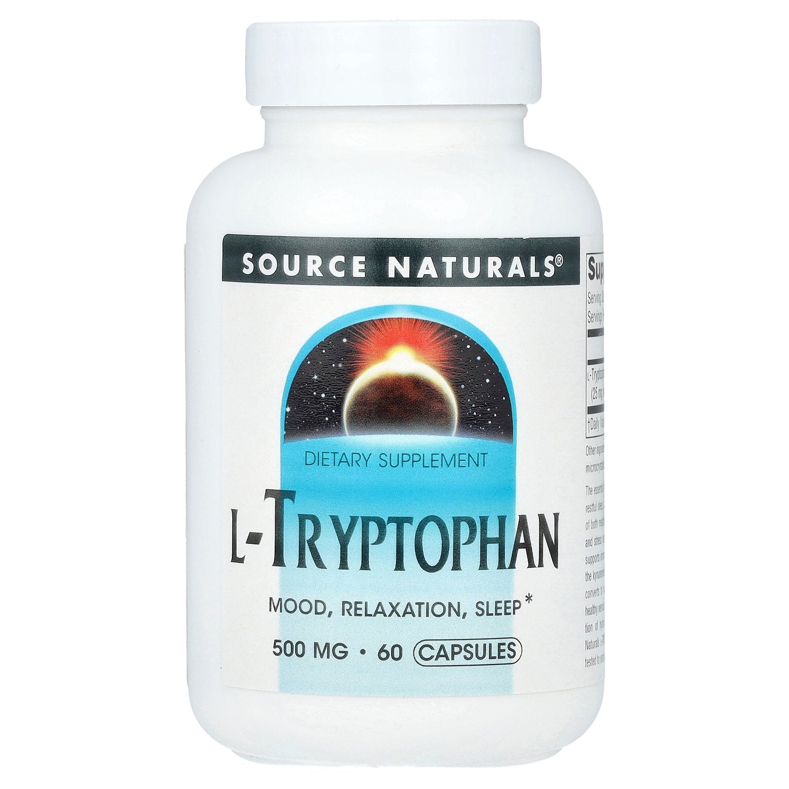 Source Naturals, L-Tryptophan, 500 mg, 60 Capsules