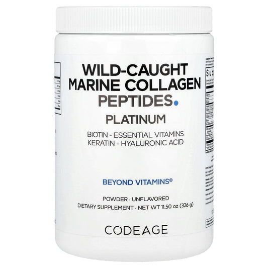 Codeage, Wild-Caught Marine Collagen Peptides Powder, Platinum, Unflavored, 11.5 oz (326 g)
