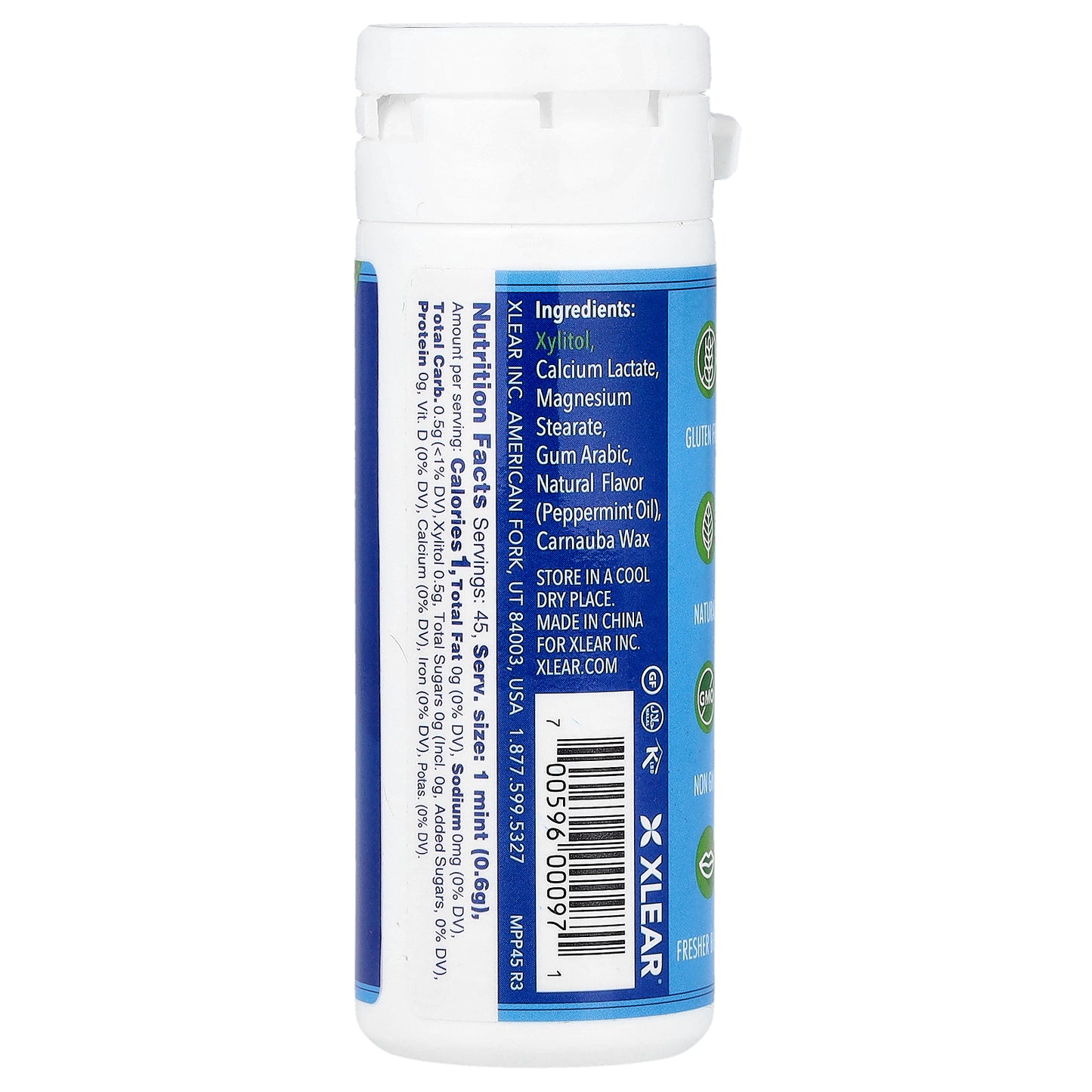 Xlear, Dental Defense Spry® Mints, Peppermint, 45 Pieces