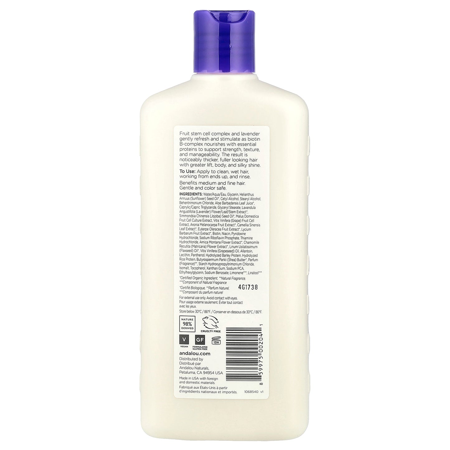 Andalou Naturals, Conditioner, Full Volume, Lavender & Biotin, 11.5 fl oz (340 ml)