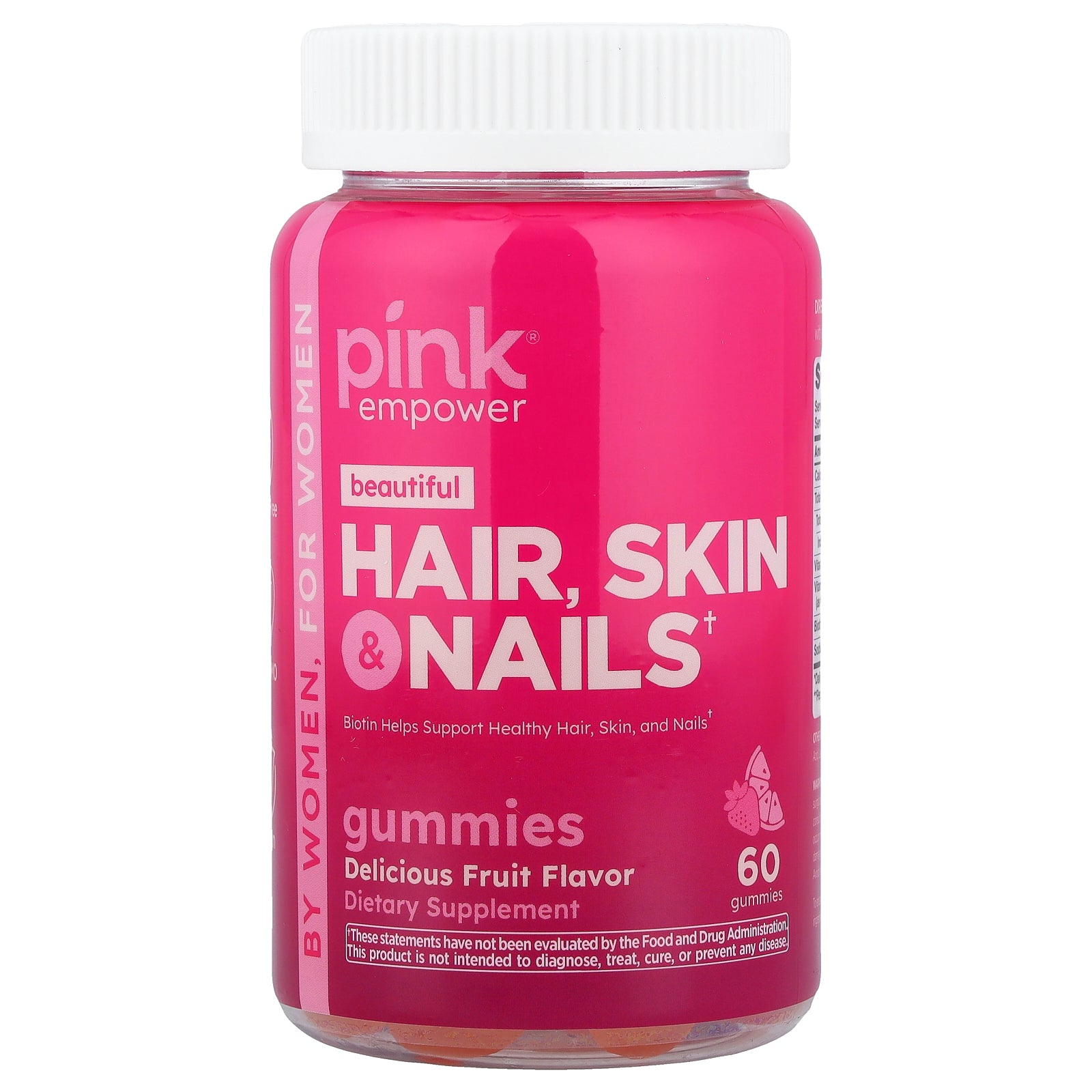 Pink, Beautiful, Hair, Skin & Nails Gummies, Delicious Fruit, 60 Gummies