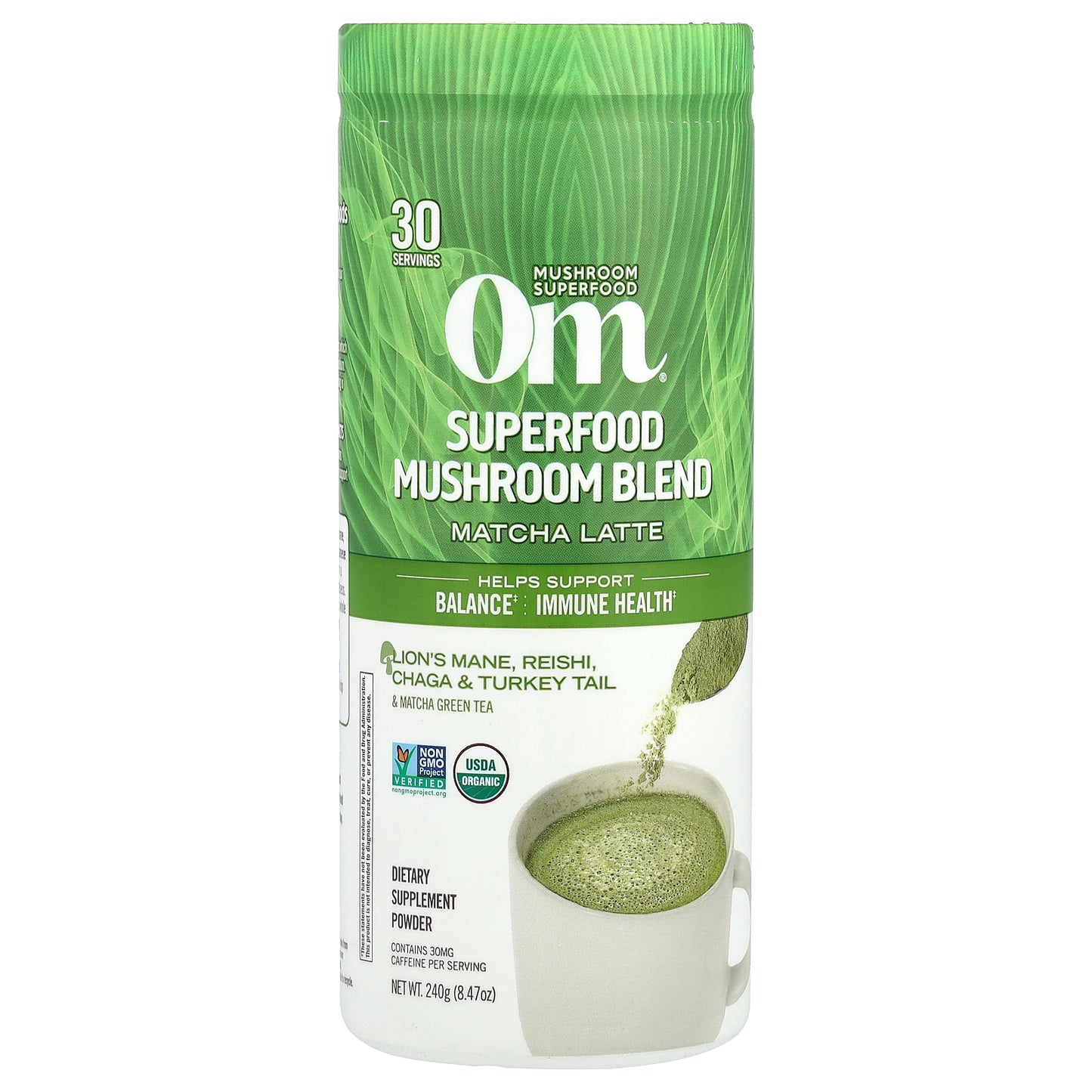 Om Mushrooms, Superfood Mushroom Blend, Matcha Latte , 8.47 oz (240 g)