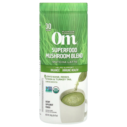 Om Mushrooms, Superfood Mushroom Blend, Matcha Latte , 8.47 oz (240 g)