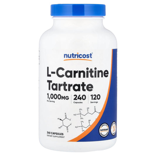 Nutricost, L-Carnitine Tartrate, 240 Capsules (500 mg per Capsule)