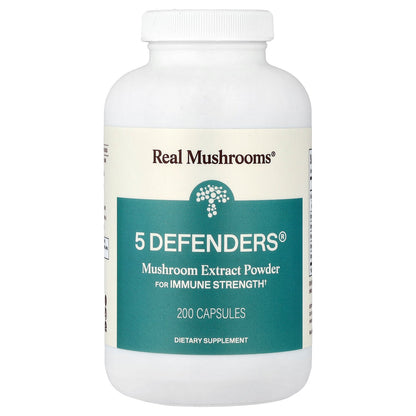 Real Mushrooms, 5 Defenders®, Mushroom Extract Powder, 200 Capsules