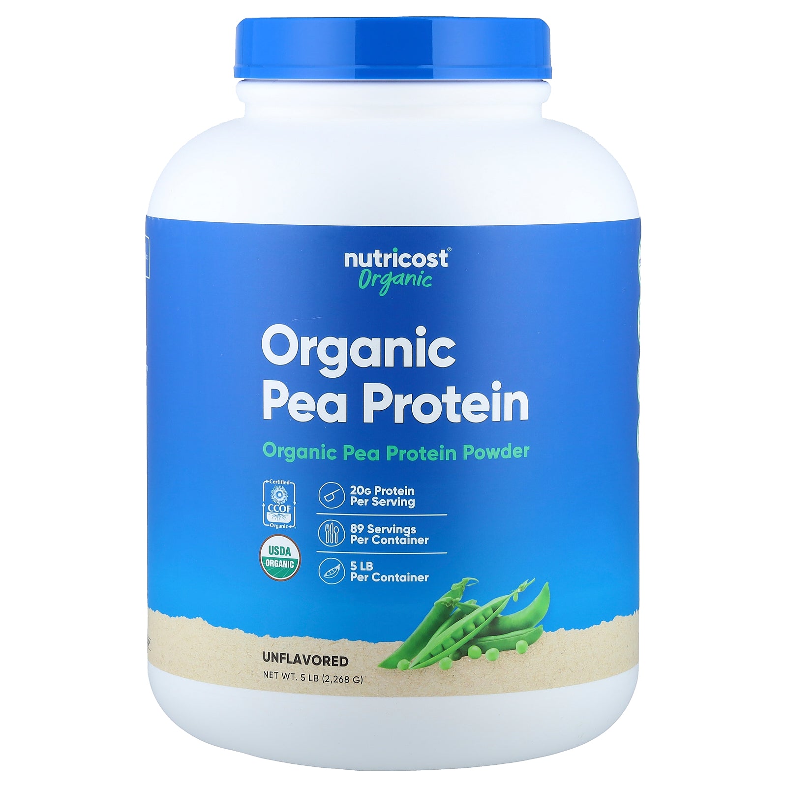 Nutricost, Organic Pea Protein, Unflavored, 5 lb (2,268 g)