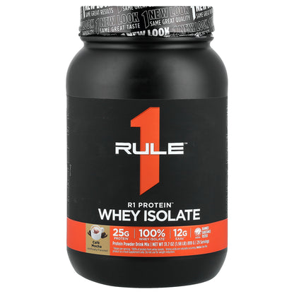 Rule One Proteins, R1 Protein™ Whey Isolate, Cafe Mocha, 1.98 lb (899 g)