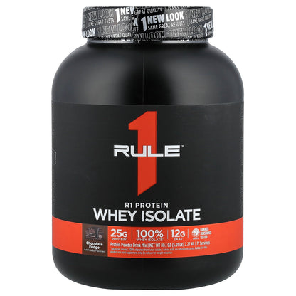 Rule One Proteins, R1 Protein™ Whey Isolate, Chocolate Fudge, 5.01 lb (2.27 kg)