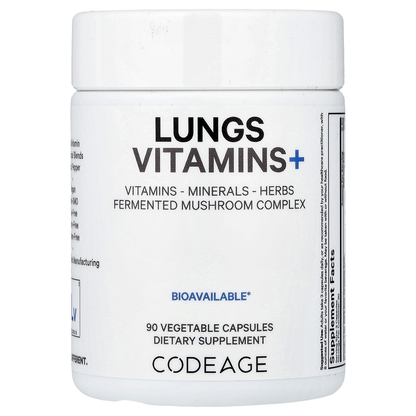Codeage, Lungs Vitamins +, 90 Vegetable Capsules