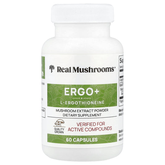 Real Mushrooms, ERGO + L-Ergothioneine, 60 Capsules