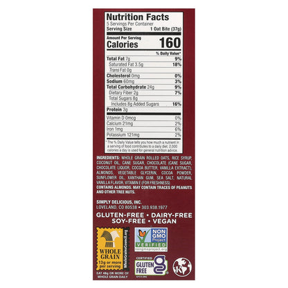 Bobo's Oat Bars, Chocolate Almond Brownie Oat Bites, 5 Bites 1.3 oz (37 g) Each