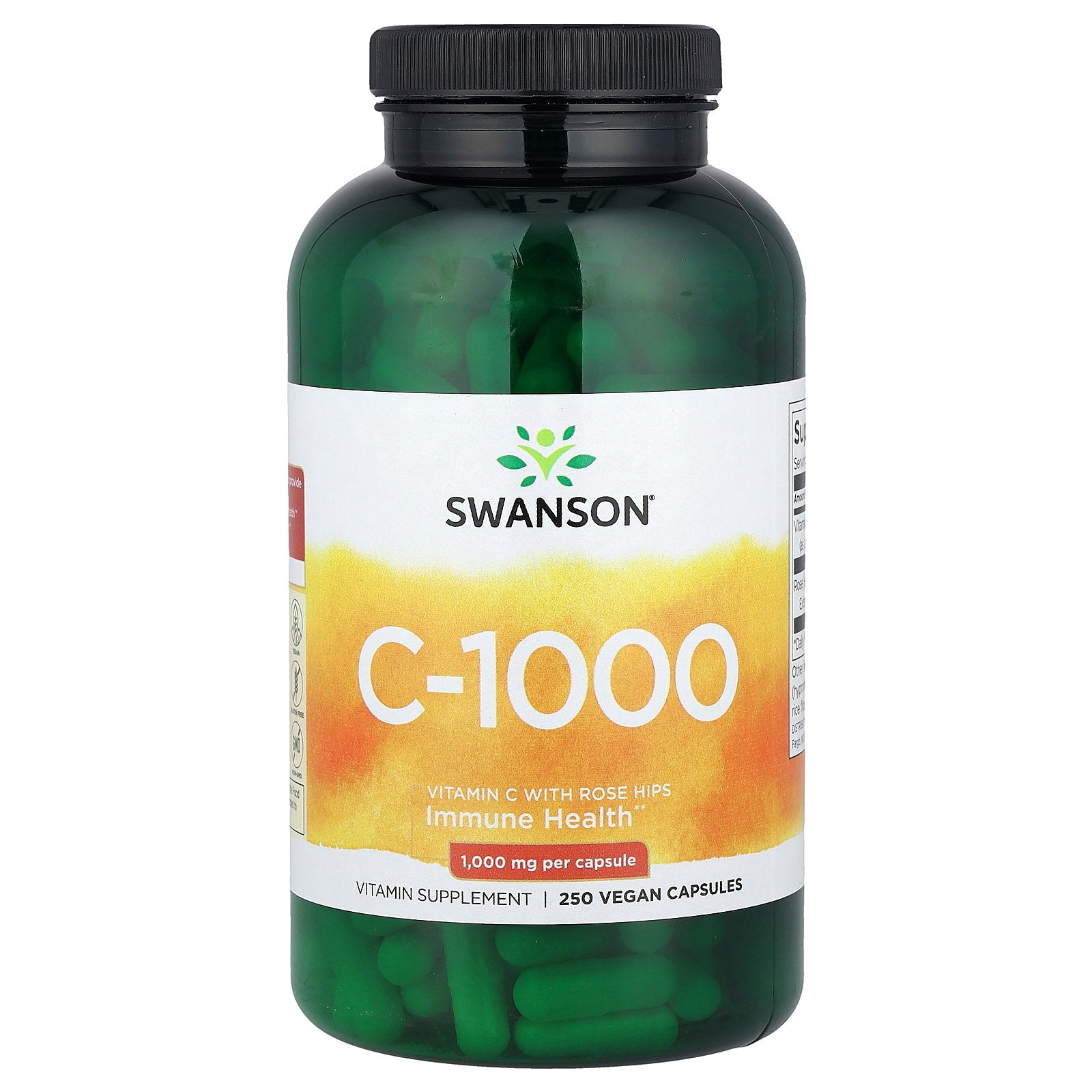 Swanson, C-1000, Vitamin C With Rose Hips, 250 Vegan Capsules