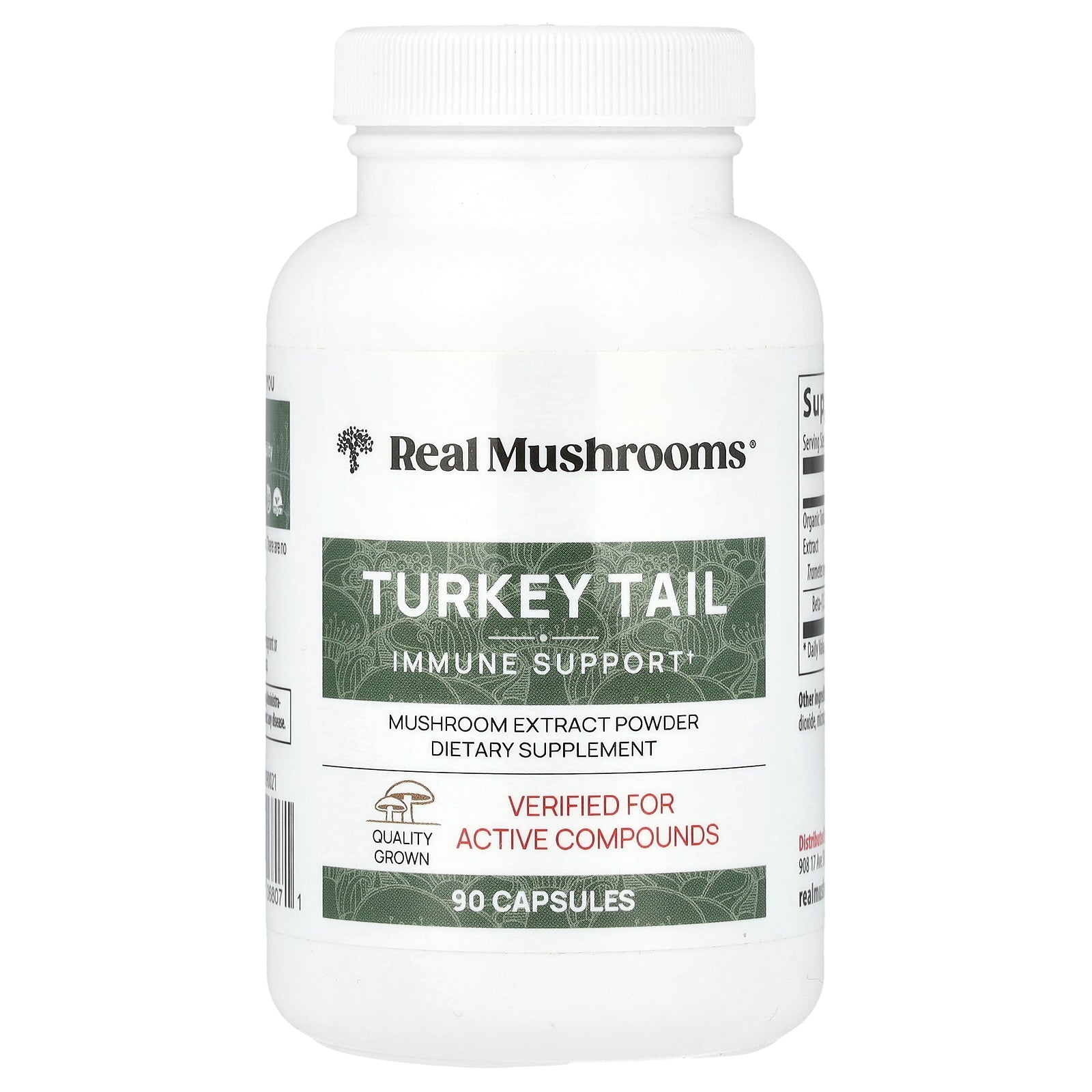 Real Mushrooms, Turkey Tail, Mushroom Extract Powder, 90 Capsules