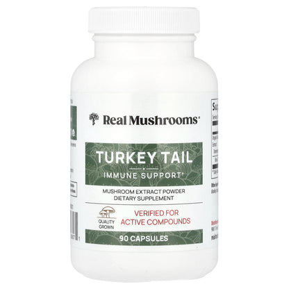 Real Mushrooms, Turkey Tail, Mushroom Extract Powder, 90 Capsules