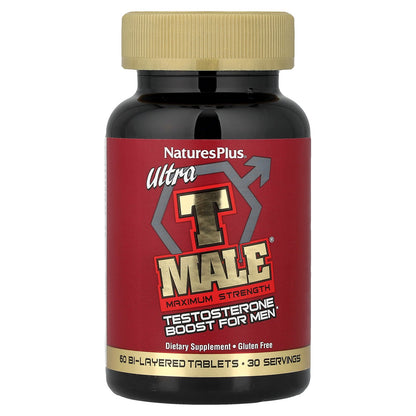 NaturesPlus, Ultra T-Male®, Testosterone Boost for Men, Maximum Strength, 60 Bi-Layered Tablets