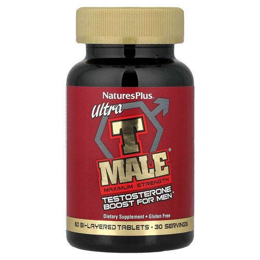 NaturesPlus, Ultra T-Male®, Testosterone Boost for Men, Maximum Strength, 60 Bi-Layered Tablets