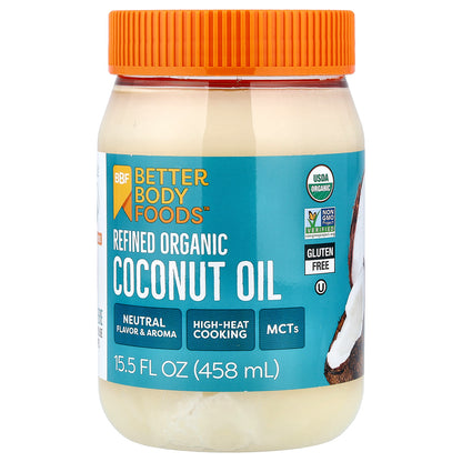 BetterBody Foods, Refined Organic Coconut Oil, 15.5 fl oz (458 ml)