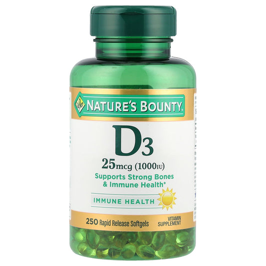 Nature's Bounty, Vitamin D3, 25 mcg (1,000 IU), 250 Rapid Release Softgels