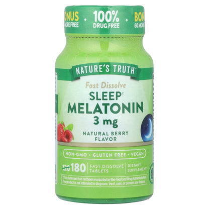Nature's Truth, Sleep Melatonin, Natural Berry, 3 mg, 180 Fast Dissolve Tablets