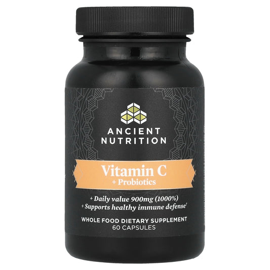 Ancient Nutrition, Vitamin C + Probiotics, 60 Capsules