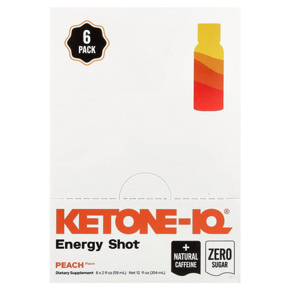Ketone-IQ, Energy Shot, Peach, 6 Bottles, 2 fl oz (59 ml) Each
