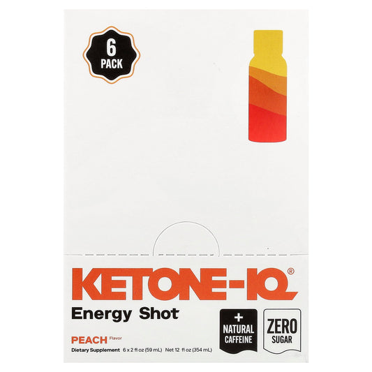 Ketone-IQ, Energy Shot, Peach, 6 Bottles, 2 fl oz (59 ml) Each