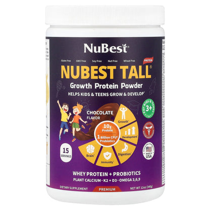 NuBest, NuBest Tall®, Growth Protein Powder, For Kids & Teens 3+, Chocolate, 12 oz (340 g)