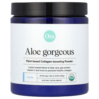 Ora, Aloe Gorgeous, Plant-Based Collagen-Boosting Powder, Vanilla , 8.47 oz (240 g)