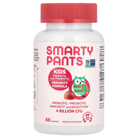 SmartyPants, Kids Prebiotic and Probiotic, Immunity Formula, Strawberry Creme, 4 Billion CFU, 60 Gummies (2 Billion CFU per Gummy)