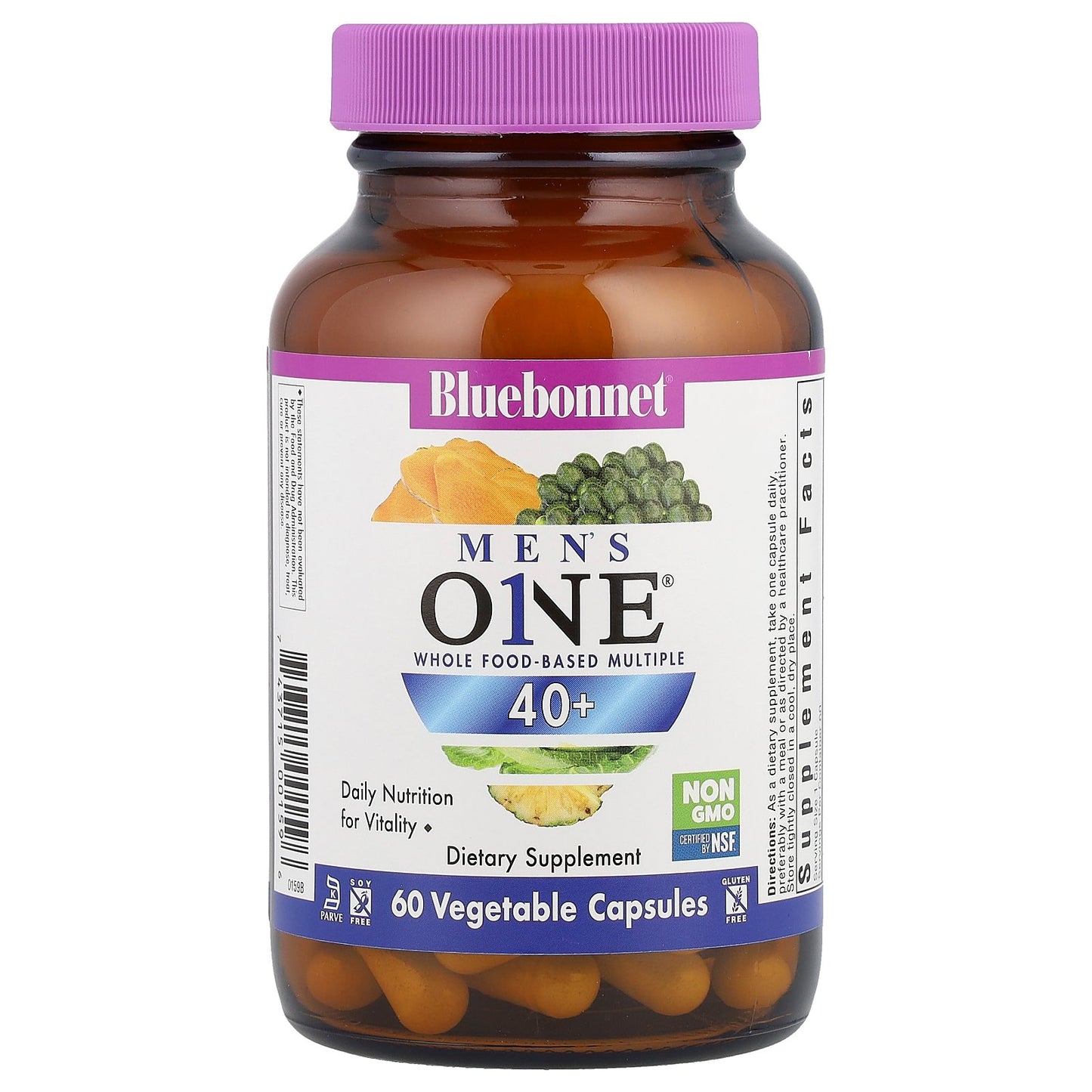 Bluebonnet Nutrition, Men's ONE®, Whole Food- Based Multiple, 40+, 60 Vegetable Capsules