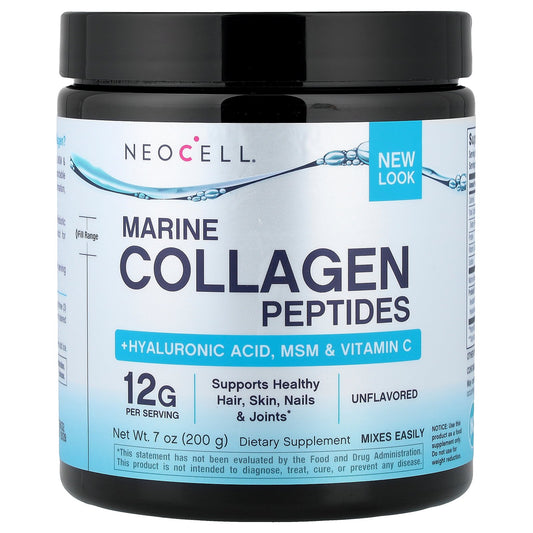 NeoCell, Marine Collagen Peptides + Hyaluronic Acid, MSM & Vitamin C, Unflavored, 7 oz (200 g)