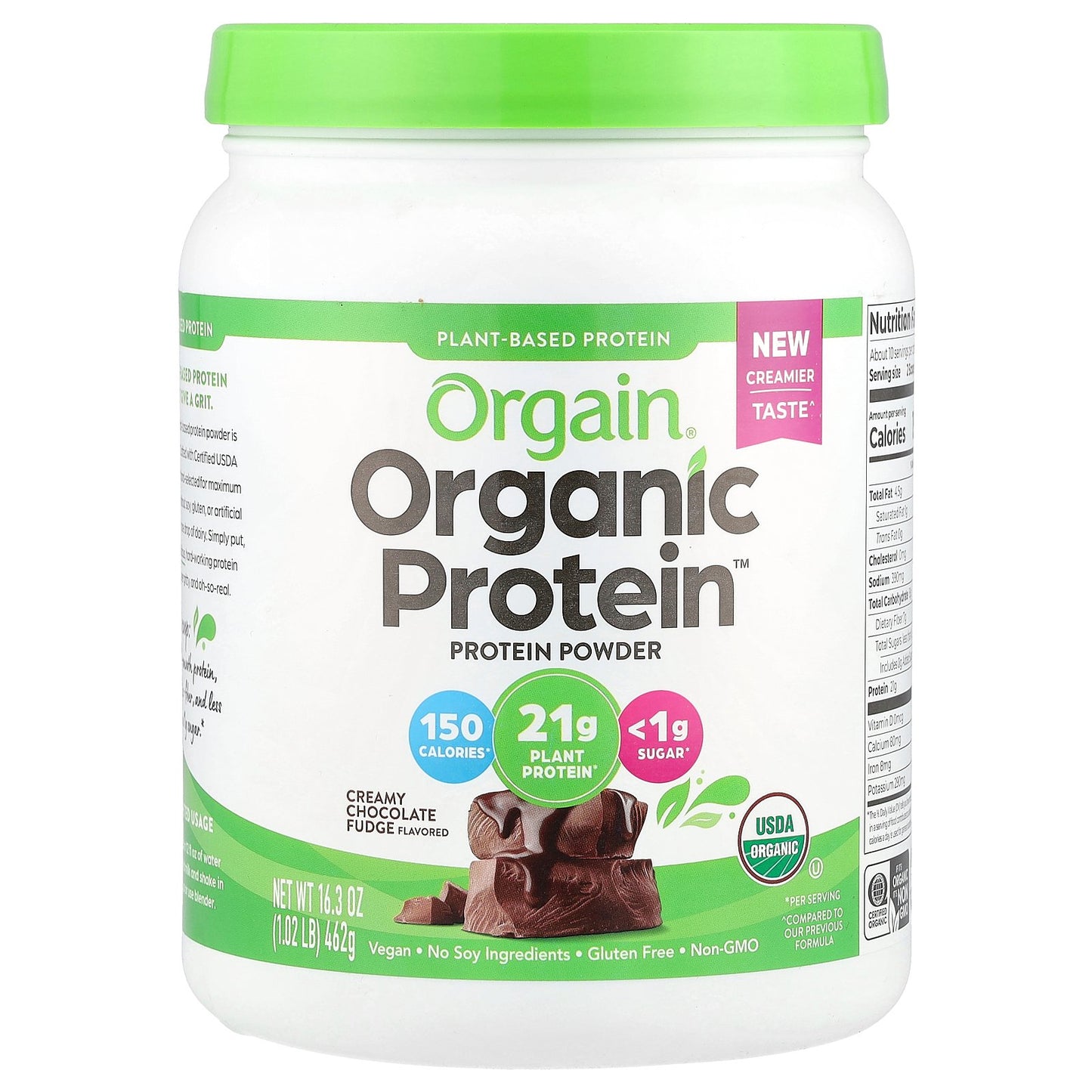 Orgain, Organic Protein™ Powder, Creamy Chocolate Fudge, 1.02 lb (462 g)